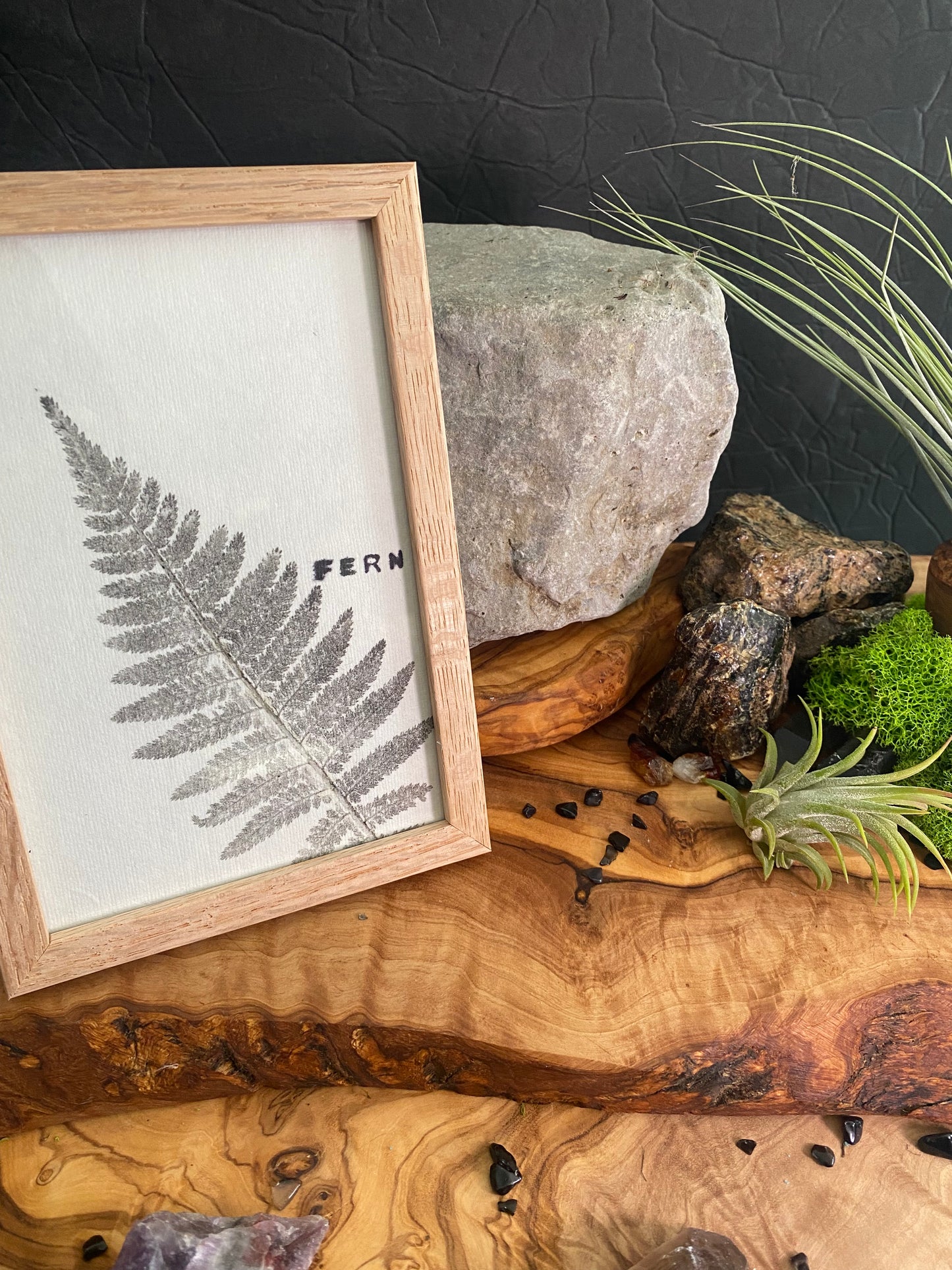 Framed Fern Print -4x6 Oak Frame