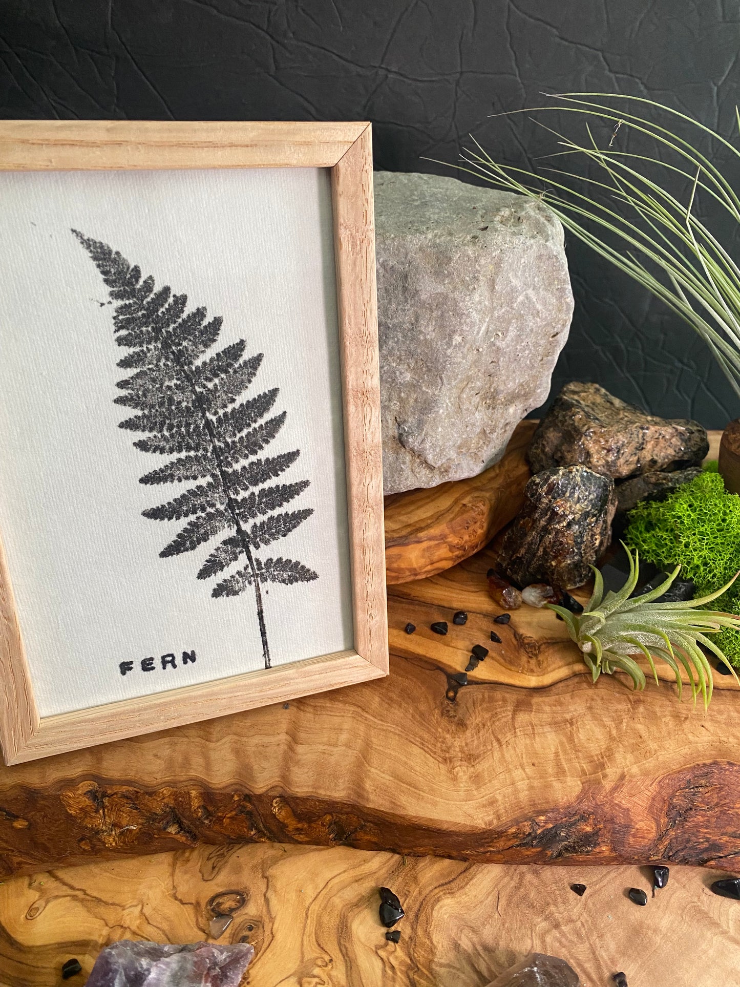 Framed Fern Print -4x6 Oak Frame